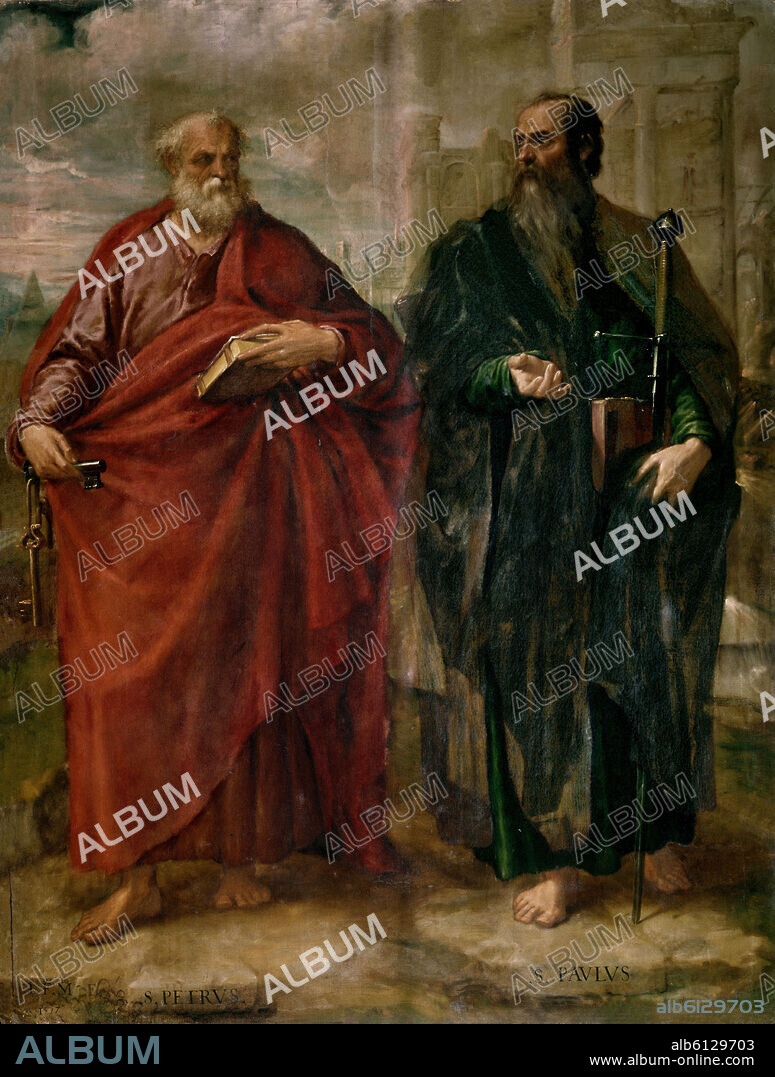 JUAN FERNANDEZ DE NAVARRETE (1526-1579) EL MUDO. Spanish school. Saint Peter and Saint Paul. Madrid, Royal Monastery of San Lorenzo de El Escorial.