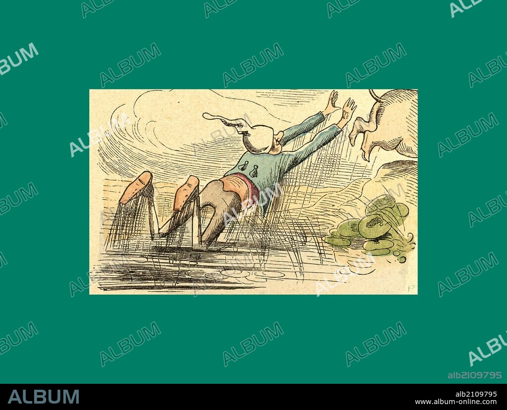 Schnaken and schnurren, 1866, Mosquitoes and purring, Wilhelm Busch, 1832 - 1908, German artist, humorist, poet, illustrator and painter. A humorous story in pictures from the writer and illustrator of max und moritz, Munchener Bilderbogen and Fliegende Blatter. Children's literature from the 19th century, comic illustrated cautionary tales.