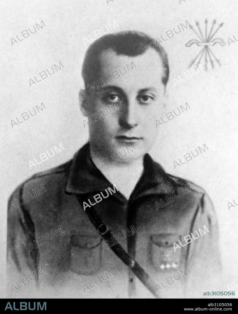 Don José Antonio Primo de Rivera y Sáenz de Heredia, 1st Duke of Primo de Rivera, 3rd Marquis of Estella, Grandee of Spain (April 24, 1903 – November 20, 1936) was a Spanish lawyer, nobleman, politician, and founder of the Falange Española ("Spanish Phalanx"). He was executed by the Spanish republican government during the course of the Spanish Civil War.