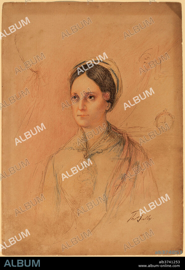 IMITATOR OF THOMAS SULLY. Sarah Jane Mellon. Dimensions: sheet: 30.6 × 22 cm (12 1/16 × 8 11/16 in.). Medium: pen and brown ink and colored crayon on wove paper.