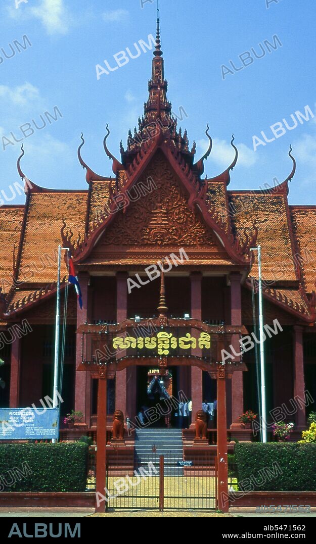 The National Museum, housed in a red pavilion built in 1918, holds a collection of Khmer art including some of the finest pieces in existence. Exhibits include a 6th century statue of Vishnu, a 9th century statue of Shiva, and the famous sculpted head of Jayavarman VII in meditative pose. Particularly impressive is a damaged bust of a reclining Vishnu which was once part of a massive bronze statue found at the Western Mebon Temple in Angkor. Phnom Penh lies on the western side of the Mekong River at the point where it is joined by the Sap River and divides into the Bassac River, making a meet place of four great waterways known in Cambodian as Chatomuk or 'Four Faces'. It has been central to Cambodian life since soon after the abandonment of Angkor in the mid-14th century and has been the capital since 1866. An elegant Franco-Cambodian city of broad boulevards and Buddhist temples, it was considered one of the jewels of Southeast Asia until Cambodia became involved in the Second Indochina War in 1965. Ten years later victorious Khmer Rouge forces captured the city. These extreme left-wing communists, led by the secretive Pol Pot, ordered the immediate evacuation of Phnom Penh causing up to two million deaths during the period 1975-79. During this time the city was abandoned and fell into ruin. Since the defeat of the Khmer Rouge in 1979 it has been gradually recovering, but still bears scars of a terrible past.