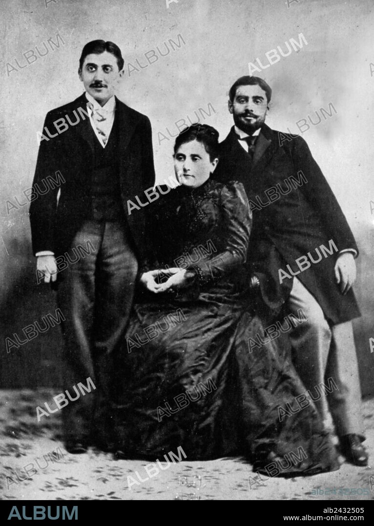 Marcel Proust (1871-1922) French writer with his mother Jeanne and his brother Robert c. 1895.