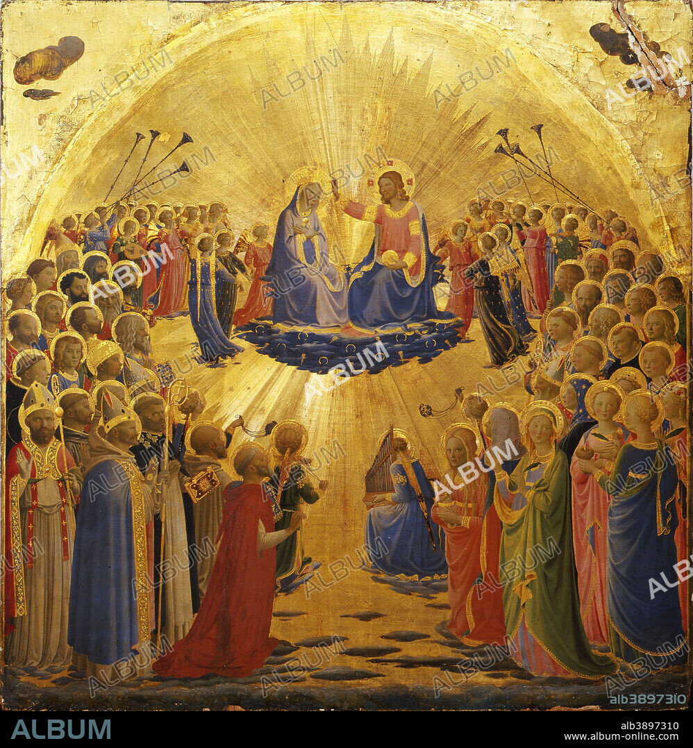 FRA ANGELICO. Incoronazione della Vergine / The Coronation of the Virgin. Date/Period: From 1434 until 1435. Painting. Tempera on panel. Height: 117 cm (46 in); Width: 115 cm (45.2 in).