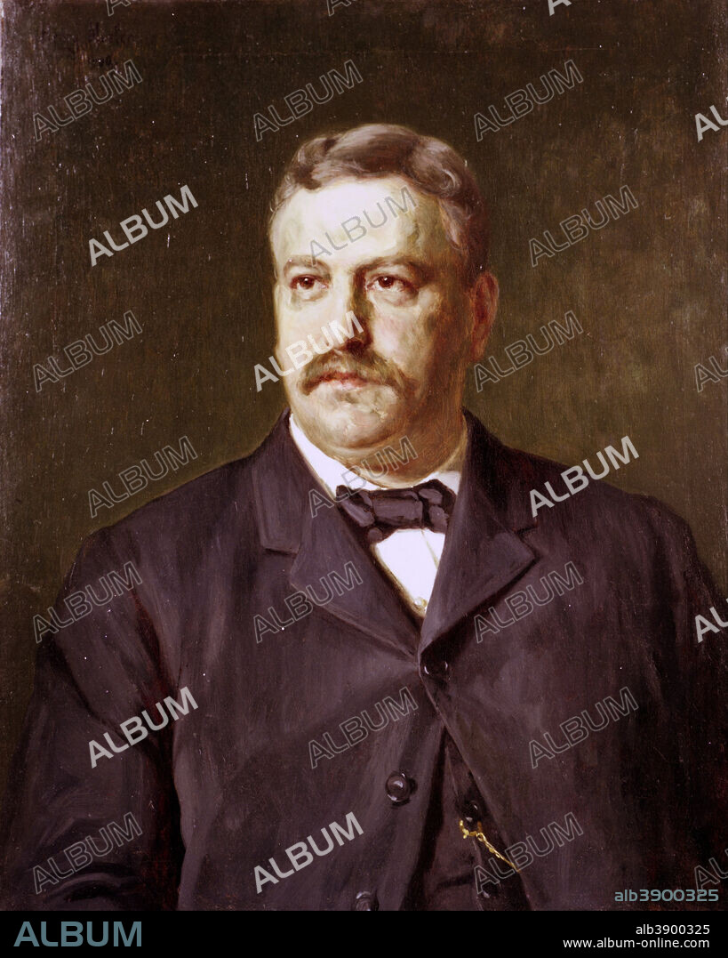 HENRY MOSLER. George B. Cox. Date/Period: 1900. Painting. Oil on canvas Oil on canvas. Height: 34.50 mm (1.35 in); Width: 29.25 mm (1.15 in).