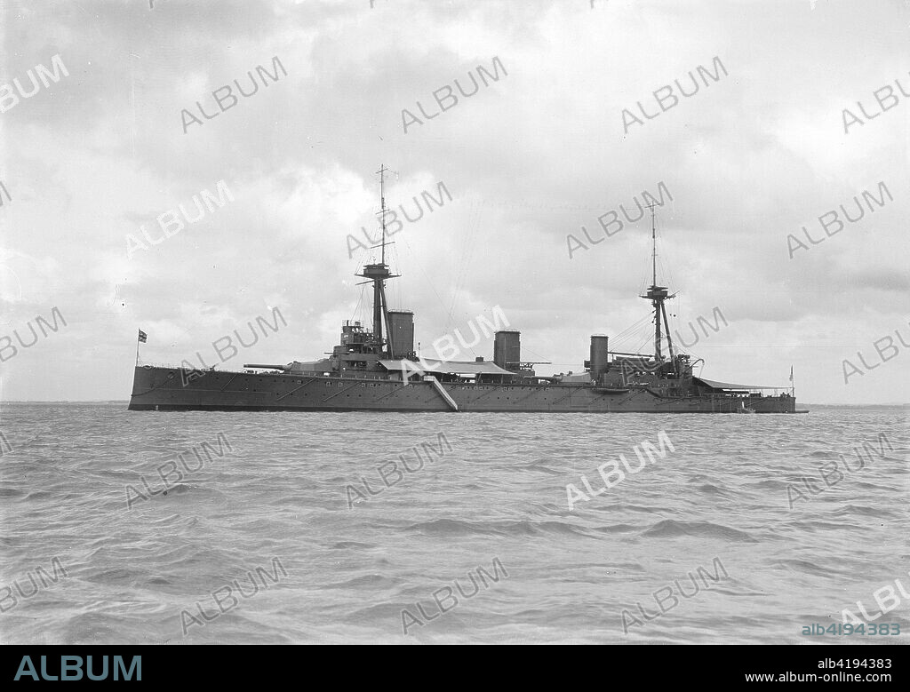 'HMS Indefatigable', 1912. 'HMS Indefatigable' was the lead ship of her class of three battlecruisers built for the Royal Navy during the first decade of the 20th Century. When the First World War began, Indefatigable was serving with the 2nd Battlecruiser Squadron (BCS) in the Mediterranean. 'Indefatigable' was sunk on 31 May 1916 during the Battle of Jutland, the largest naval battle of the war.