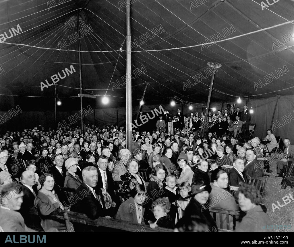 Cedar Rapids, Iowa:  c.  1930 A religious tent revival meeting.