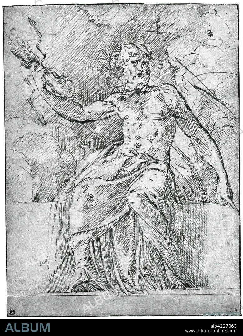 PARMIGIANINO. 'Zeus the Thunderer'. Italy, 1530-1540. Dimensions: 14,8x11,1 cm.
