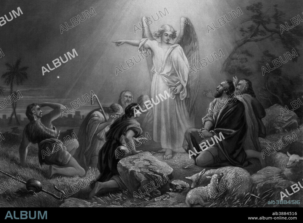 The Angel Gabriel announcing the birth of Jesus to the shepherds.