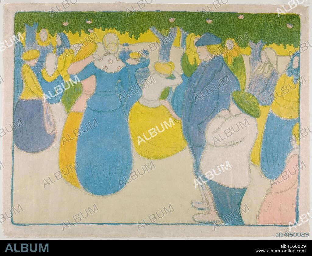 JOZSEPH RIPPL-RóNAï. Festival in Bretagne. József Rippl-Rónai; Hungarian, 1861-1927. Date: 1895-1896. Dimensions: 396 x 529 mm (image); 433 x 564 mm (sheet). Color lithograph on ivory Japanese paper. Origin: Hungary.