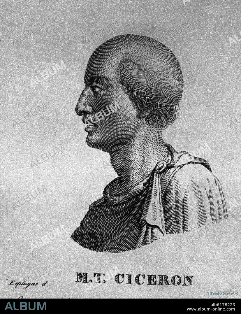 JUAN AMILLS (1800-53) GRABADOR. MARCO TULIO CICERON - 106/43 AC - FILOSOFO Y POLITICO ROMANO.