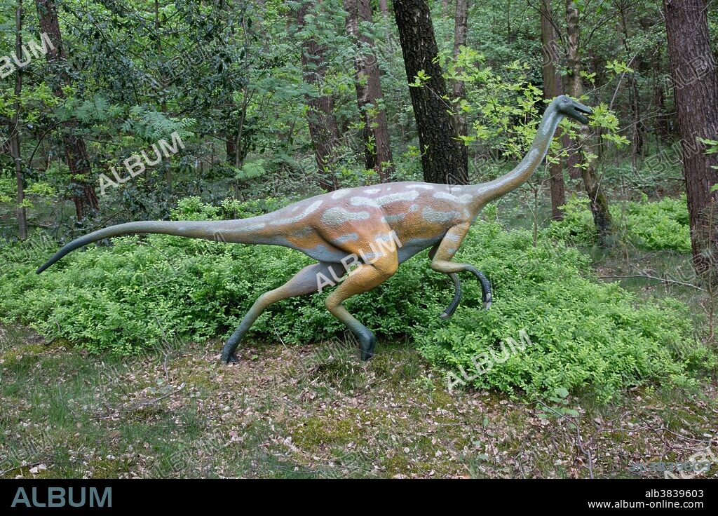 Ornithomimus, an ostrich-like dinosaur from the Late Cretaceous Period, in Dinosaurier Park, Germany.