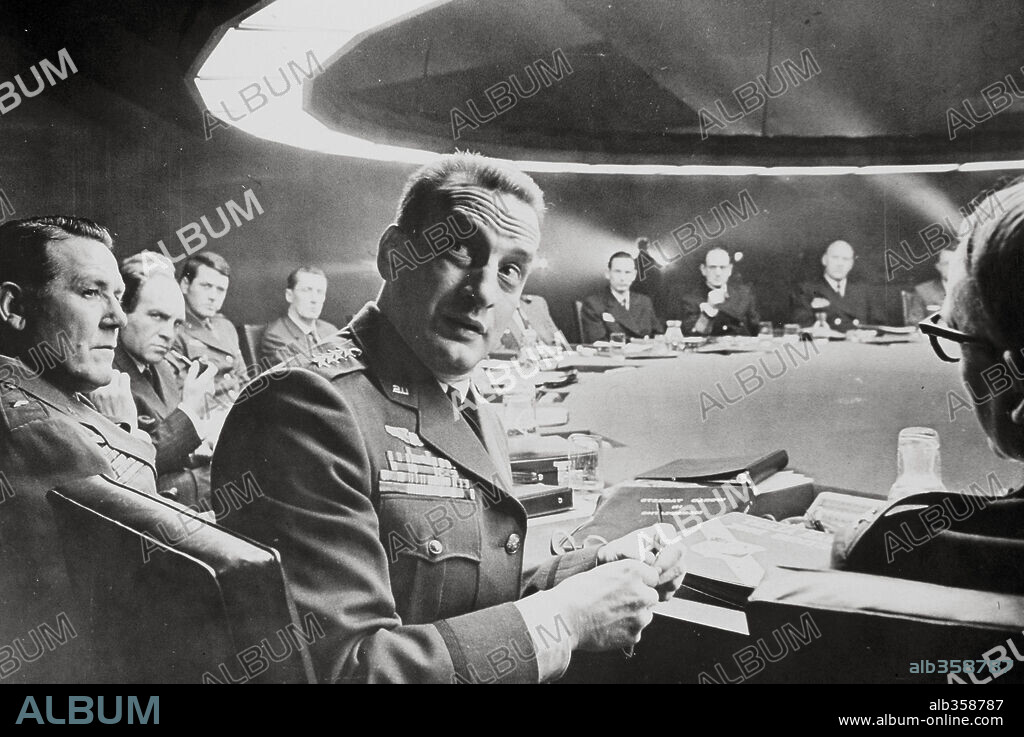 GEORGE C. SCOTT in DR. STRANGELOVE OR: HOW I LEARNED TO STOP WORRYING AND LOVE THE BOMB, 1964, directed by STANLEY KUBRICK. Copyright HAWK FILMS PROD/COLUMBIA.