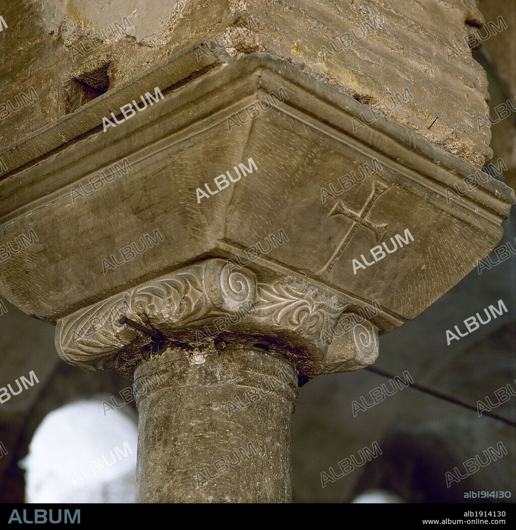 Istanbul, Turkey. Hagia Irene or Saint Irene. It was rebuilt by emperor Justinian I in 548. Detail of a capital.