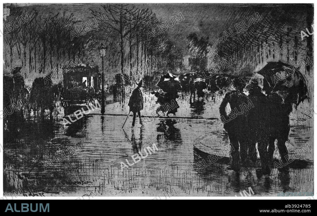 'Retour des Champs-Elysees', c1870-1900 (1924).  A print from A History of French Etching from the 16th Century to the Present Day, by F L Leipnik, John Lane the Bodley Head Limited, London, 1924.