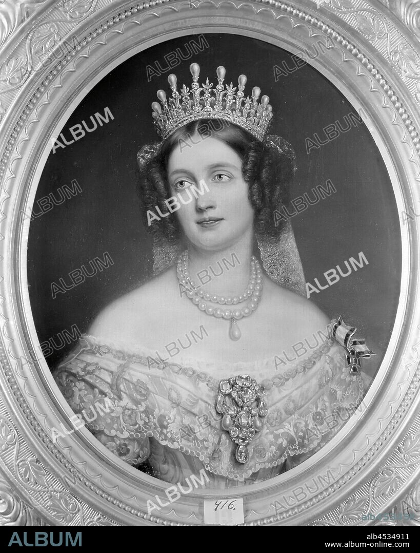 Joseph Karl Stieler, Elizabeth (1801-1873), Queen of Prussia, born Princess of Bavaria, wealthy with King Fredrik William IV, painting, oil on canvas, Height, 73 cm (28.7 inches), Width, 60 cm (23.6 inches, Inscription, At, 'Queen Elisabeth of Prussia born Princess of Baijern on November 12, 1801'.