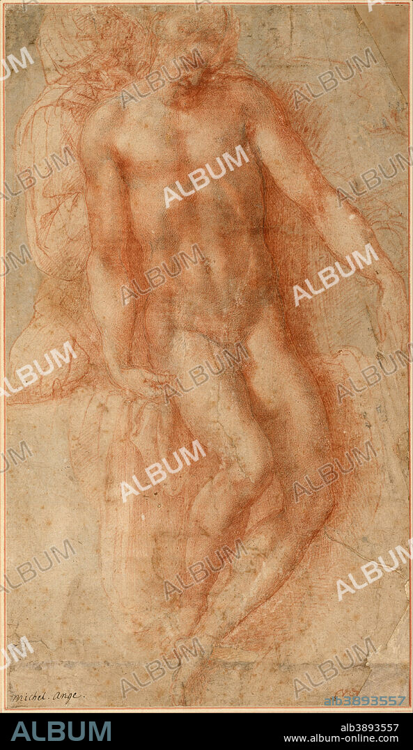 MICHELANGELO. Pietà , c.1530-1536. Date/Period: Ca. 1530-1536. Red chalk over black chalk and preliminary stylus drawing.