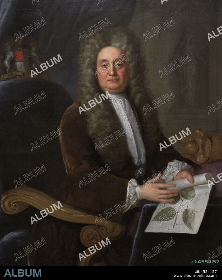 Sir Hans Sloane, Baronet (1660-1753). Irish physician and naturalist. Portrait by Stephen Slaughter (1697-1765). Oil on canvas (125,7 x 101 cm), 1736. Sloane is shown holding a drawing of a Jamaican plant from his book on the West Indies. National Portrait Gallery. London, England, United Kingdom.
