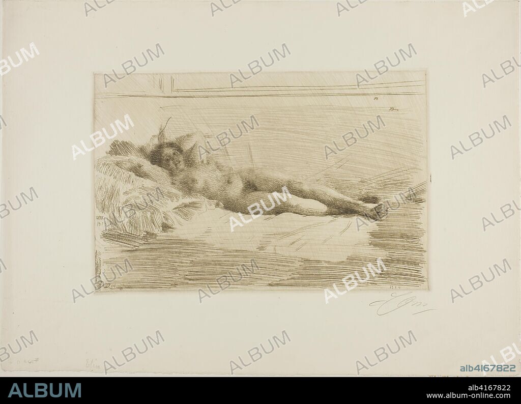 Elin. Anders Zorn; Swedish, 1860-1920. Date: 1913-1914. Dimensions: 198 x 298 mm (image/plate); 328 x 455 mm (sheet). Etching on ivory laid paper. Origin: Sweden.