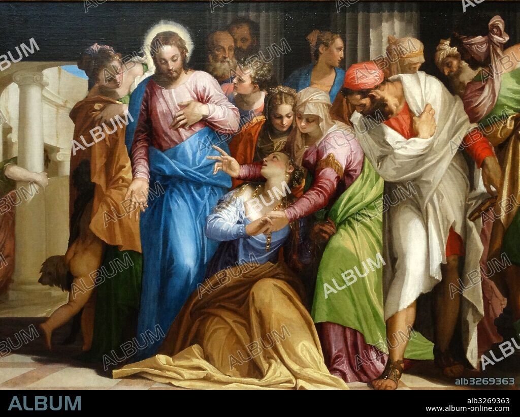 Painting titled 'The Conversion of Mary Magdalene' by Paolo Veronese (1528-1588) an Italian Renaissance painter. Dated 16th Century.