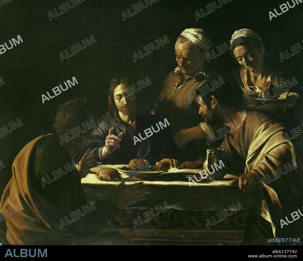 MICHELANGELO MERISI DA CARAVAGGIO (1573-1610). Supper at Emmaus - 1606 - 141x175 cm - oil on canvas - Italian Baroque.