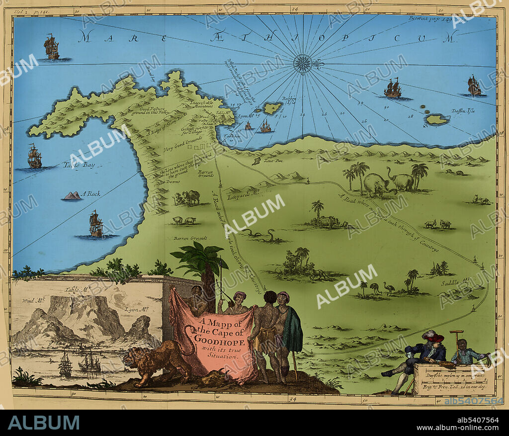 Map of the Cape of Good Hope, South Africa, published 1744 - 1746.
