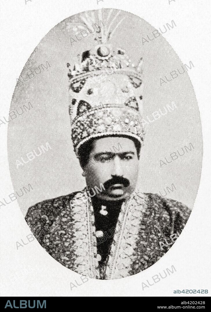 Mohammad Ali Shah Qajar, 1872 - 1925.  Sixth king of the Qajar Dynasty and Shah of Persia (Iran).   From Hutchinson's History of the Nations, published 1915.