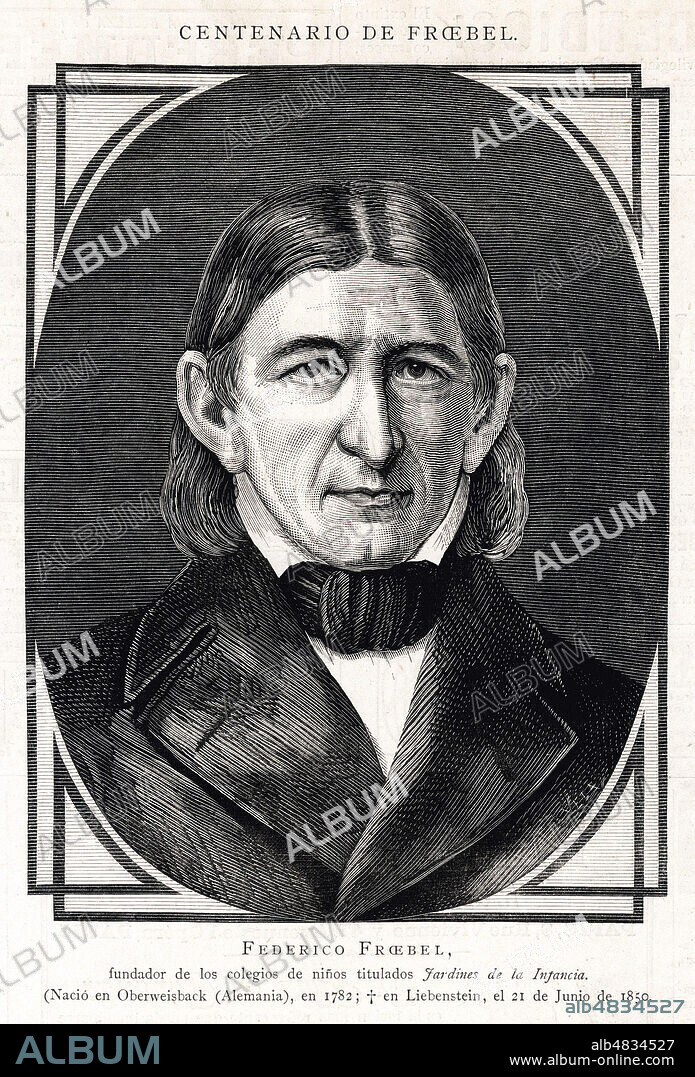 Federico FROEBEL (1782-1852), fondateur des ecoles pour petits dites Jardin d'enfants. Illustration anonyme pour Illustracion espana y americana du 22 avril 1882. Credit : Collection Kharbine-Tapabor.