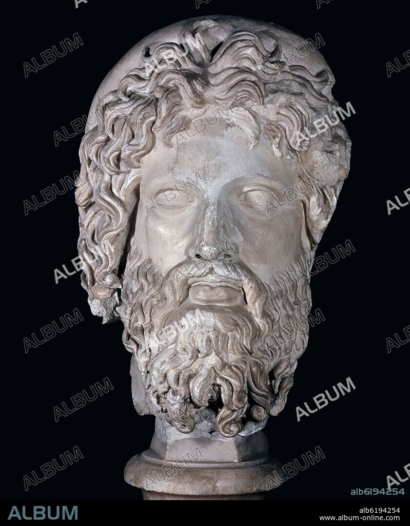 CABEZA DE ZEUS DE PALATINO - II MITAD DEL SIGLO V AC - ESCULTURA ROMANA.