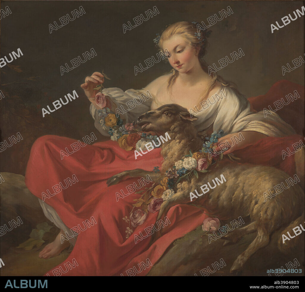 JEAN BAPTISTE MARIE PIERRE. The Favorite Lamb (Le Mouton Favori). Date/Period: Ca. 1758. Oil paintings. Oil on canvas.