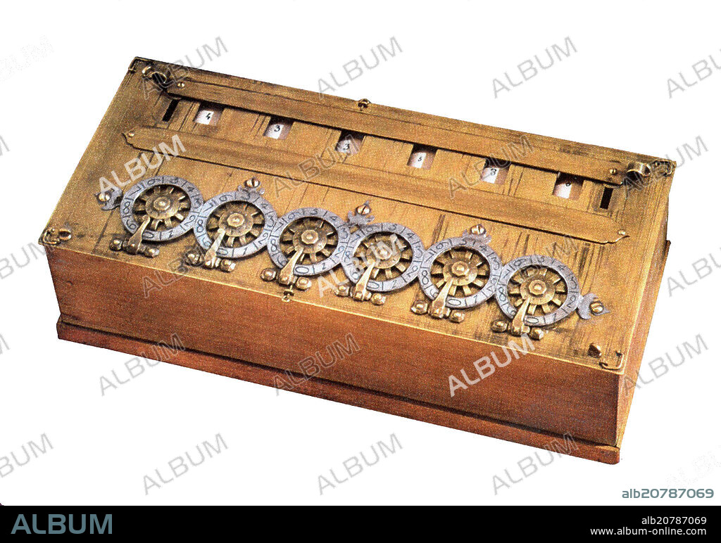 PASCALINA CALCULATOR INVENTED BY BLAISE PASCAL IN 1642.