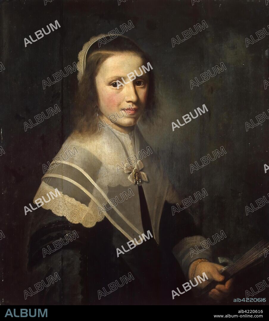 HENDRIK CORNELISZ. VAN DER VLIET. 'Young Lady Holding a Fan'. Holland, 164[3?]. Dimensions: 83x68 cm.