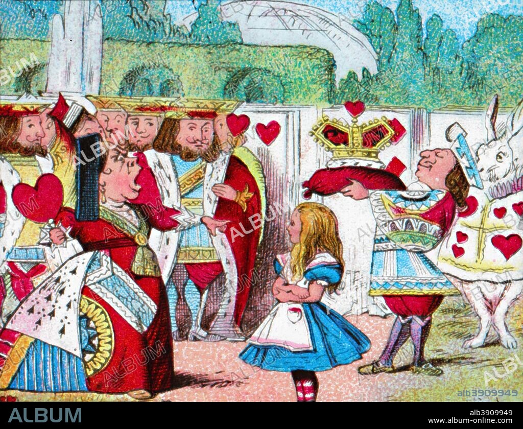 'Off with her head! Alice and her Red Queen', c1910. From Alice in Wonderland, by Lewis Carroll. [W. Butcher & Sons, London, c1910].