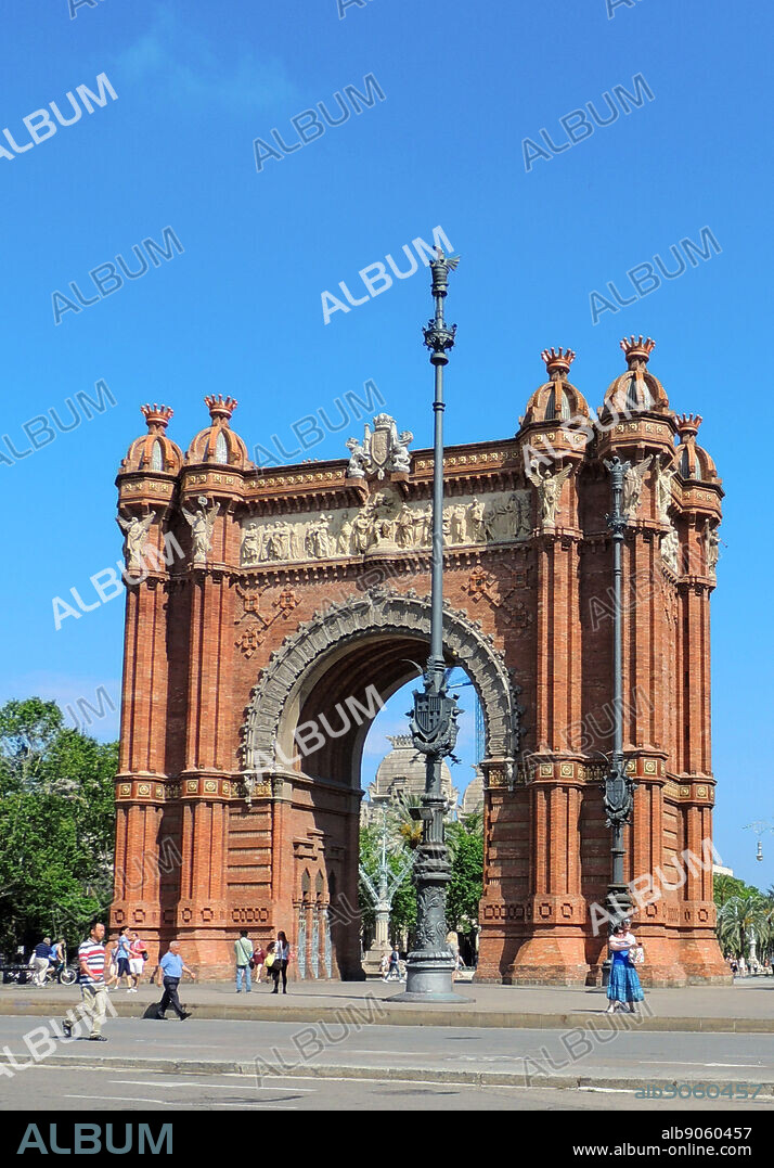 The Arc de Triomf is a triumphal arch in Barcelona (Catalonia, Spain). It was built for the Exposición Universal de Barcelona (1888), as its main access gate by architect Josep Vilaseca i Casanovas. The arch is built in reddish brickwork in the Neo-Mudéjar style.