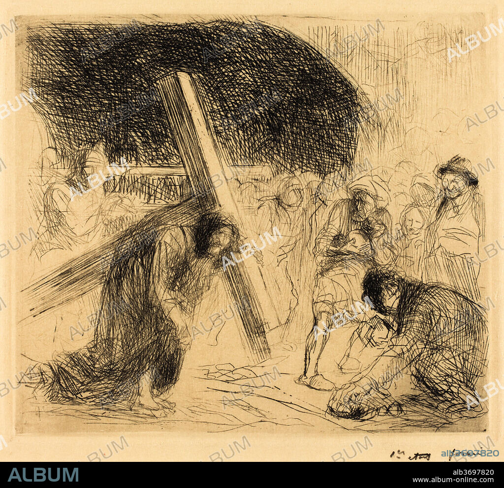 JEAN LOUIS FORAIN. Christ Carrying the Cross (seventh plate). Dated: c. 1910. Medium: etching and drypoint.