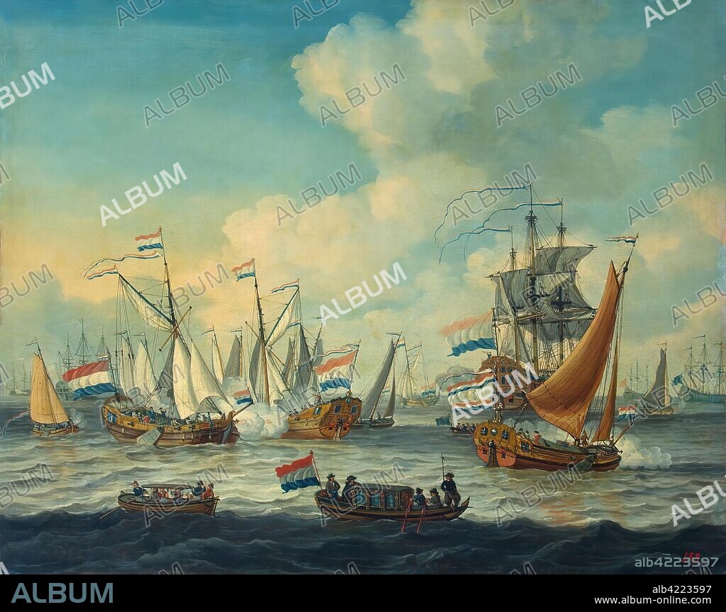 ADAM SILO. 'Fleet Manoeuvres Performed in the Usselmeer for Peter I During His Visit to Amsterdam'. Holland, 1697-1698. Dimensions: 69,5x87 cm.