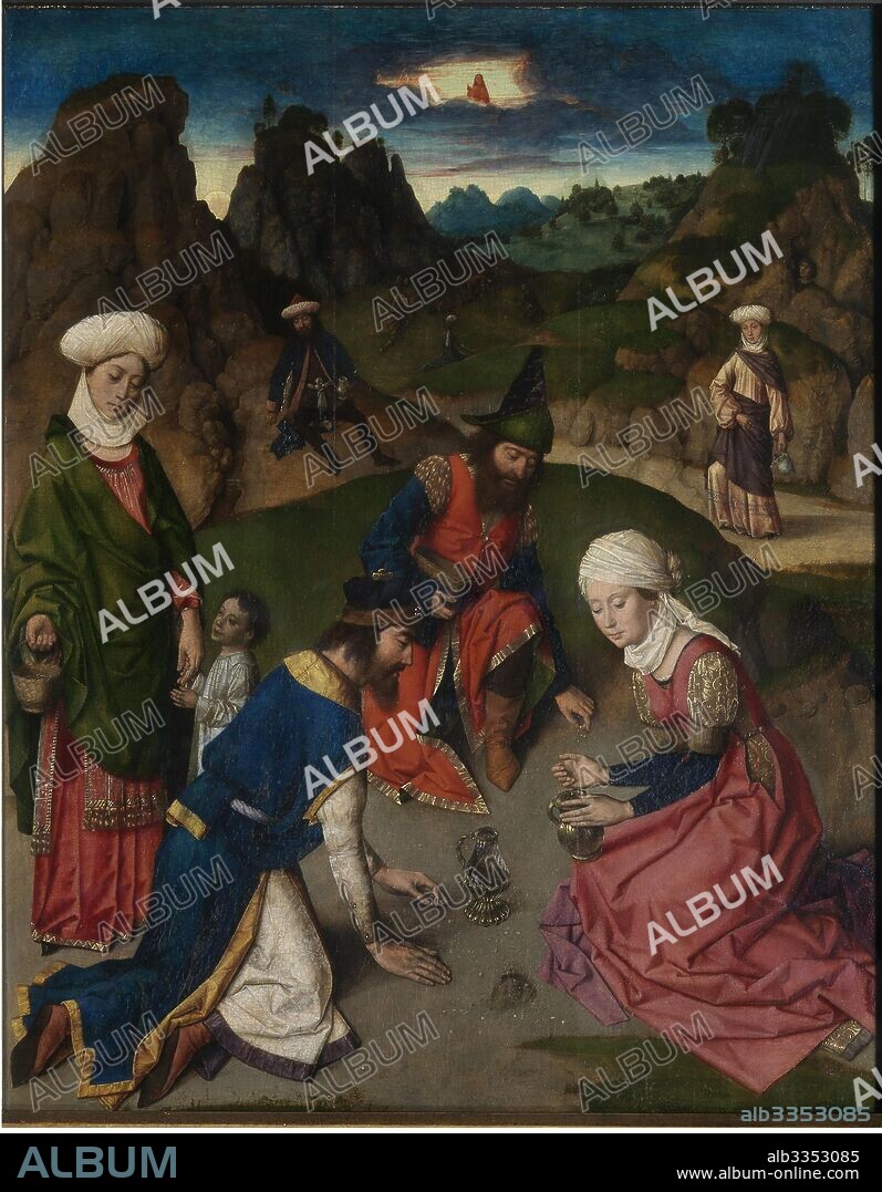 DIRK BOUTS. The Last Supper altarpiece: The Gathering of Manna (right wing).