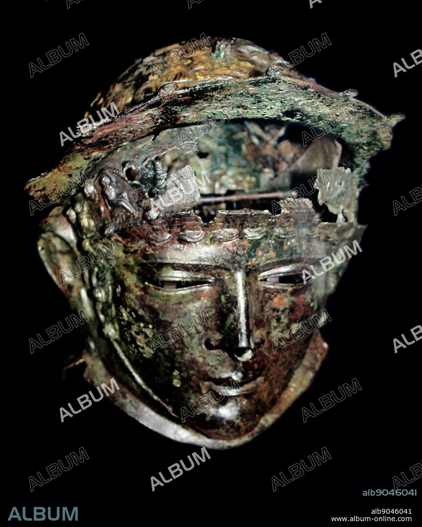 Ribchester Helmet. Worn by élite troopers during cavalry sports events. Roman Britain, late 1st-early 2nd century AD. Found in Ribchester, Lancashire.