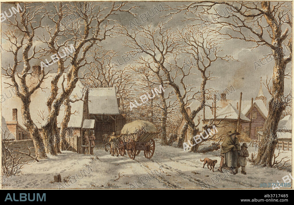 JACOB CATS. Winter Scene. Dated: 1790. Dimensions: overall (approximate): 11.6 x 18 cm (4 9/16 x 7 1/16 in.). Medium: pen and brown ink with gray wash and watercolor on laid paper.