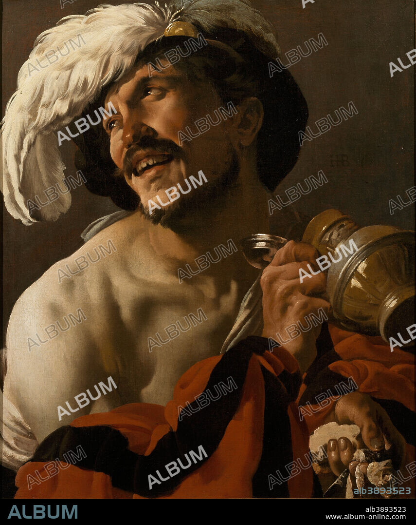 HENDRICK TER BRUGGHEN. The Merry Drinker. Date/Period: 1625. Painting. Height: 71.40 mm (2.81 in); Width: 59.80 mm (2.35 in).