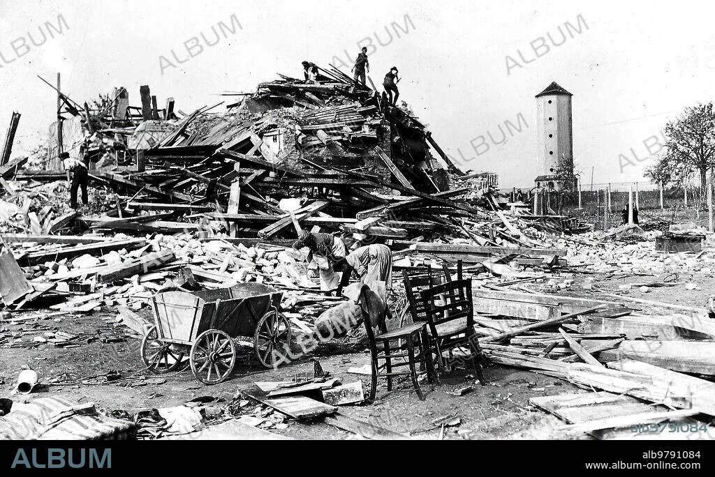 September 20, 1921. Oppau (Germany). Horrible catastrophe Effects of the Terrible explosion that has caused so much misfortune. (Photo. Frankl).