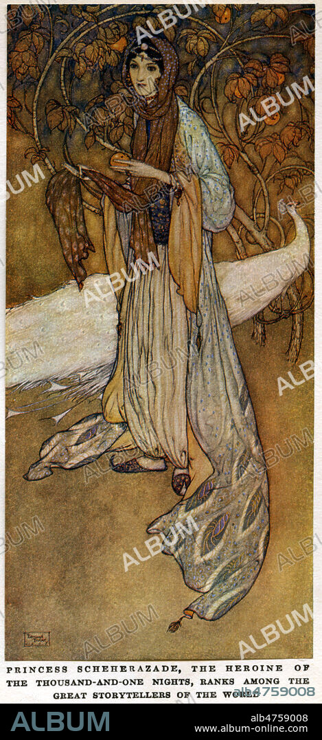 Scheherazade. Conte des 1000 et 1 nuits. Illustration par Edmund DULAC (1882-1953=ADAGP), in Stories from the Arabian Nights , annees 30. Collection privee GROB/KHARBINE TAPABOR.