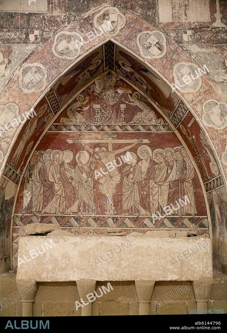 INTERIOR - PINTURAS MURALES GOTICAS - CRUCIFIXION - HACIA 1300.