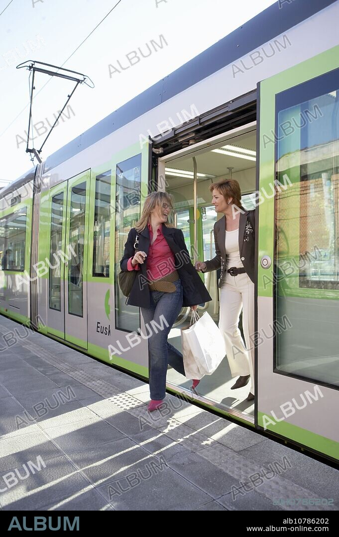 Commuters. Tramway. Bilbao, Bizkaia, Euskadi. Spain.