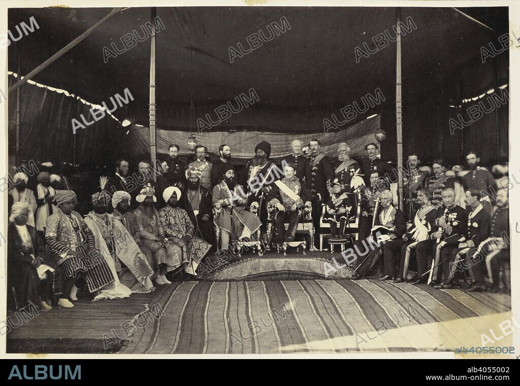 Durbar at Ambala between Amir Sher Ali Khan and the Viceroy Lord Mayo. Bellew Collection: Photograph album of Surgeon-General Henry Walter Bellew. Mar. 1869. Photograph. Source: Photo 50/1(58).