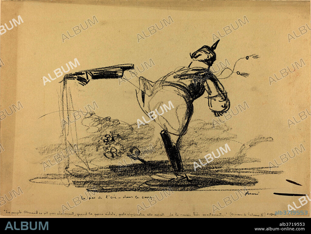 JEAN-LOUIS FORAIN. Le pas de l'oie - dans le sang. Dated: c. 1914/1919. Dimensions: overall: 36.5 x 52.5 cm (14 3/8 x 20 11/16 in.). Medium: black crayon and brush and brown ink on wove paper.