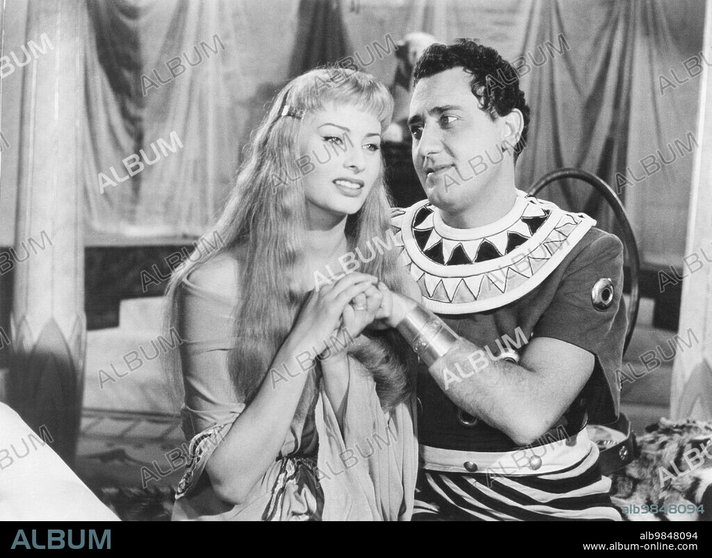 LOREN SOPHIA / LOREN SOFIA 1934/ and ALBERTO SORDI. ALBERTO SORDI and SOPHIA LOREN in TWO NIGHTS WITH CLEOPATRA, 1953 (DUE NOTTI CON CLEOPATRA), directed by MARIO MATTOLI. Copyright EXCELSA FILM.