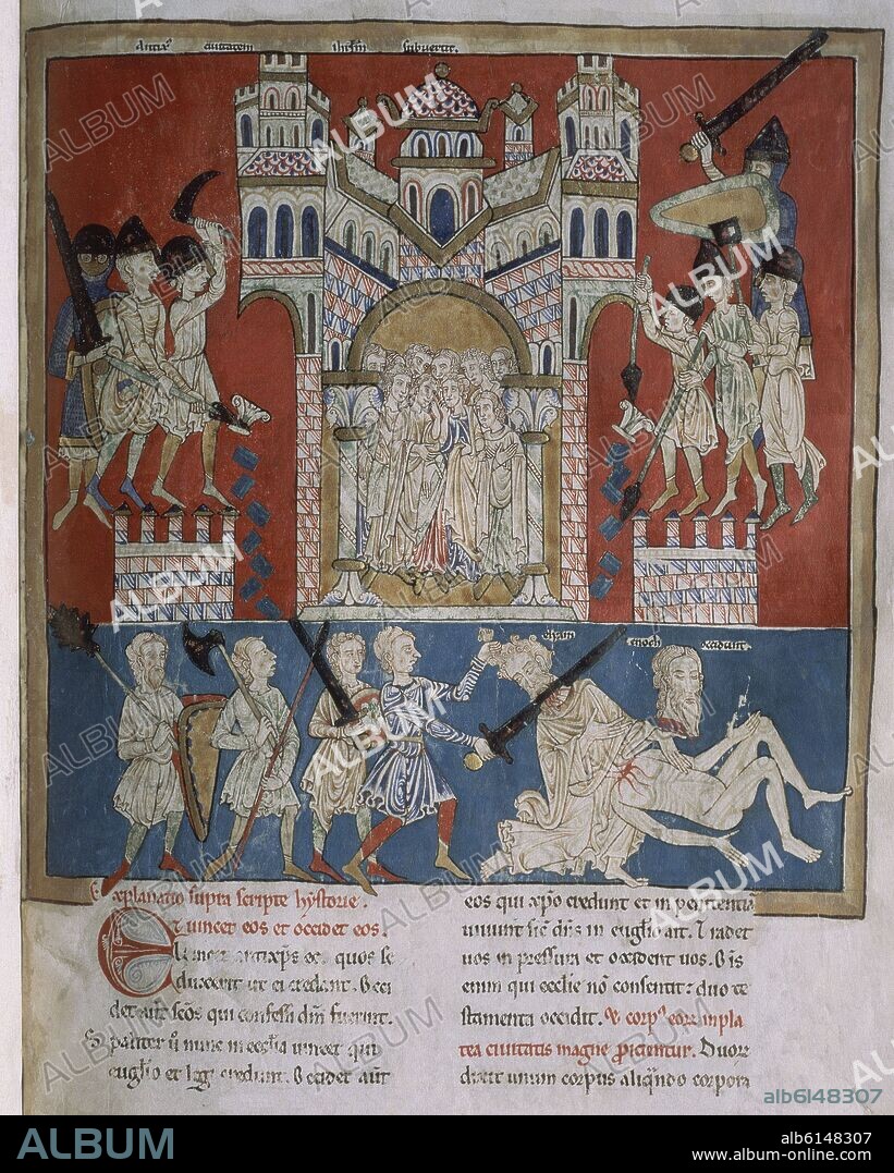BEATO DE LIÉBANA. BEATO-EL ANTICRISTO DA MUERTE A LOS DOS TESTIGOS(ELIAS Y ENOC)MS2-F106-SXII.