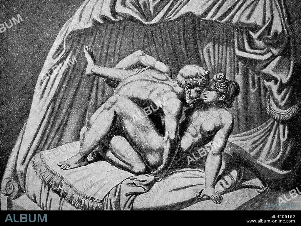 Love sketch to the positions of the Aretin, 16th century, digital improved reproduction from a publication of the year 1880.