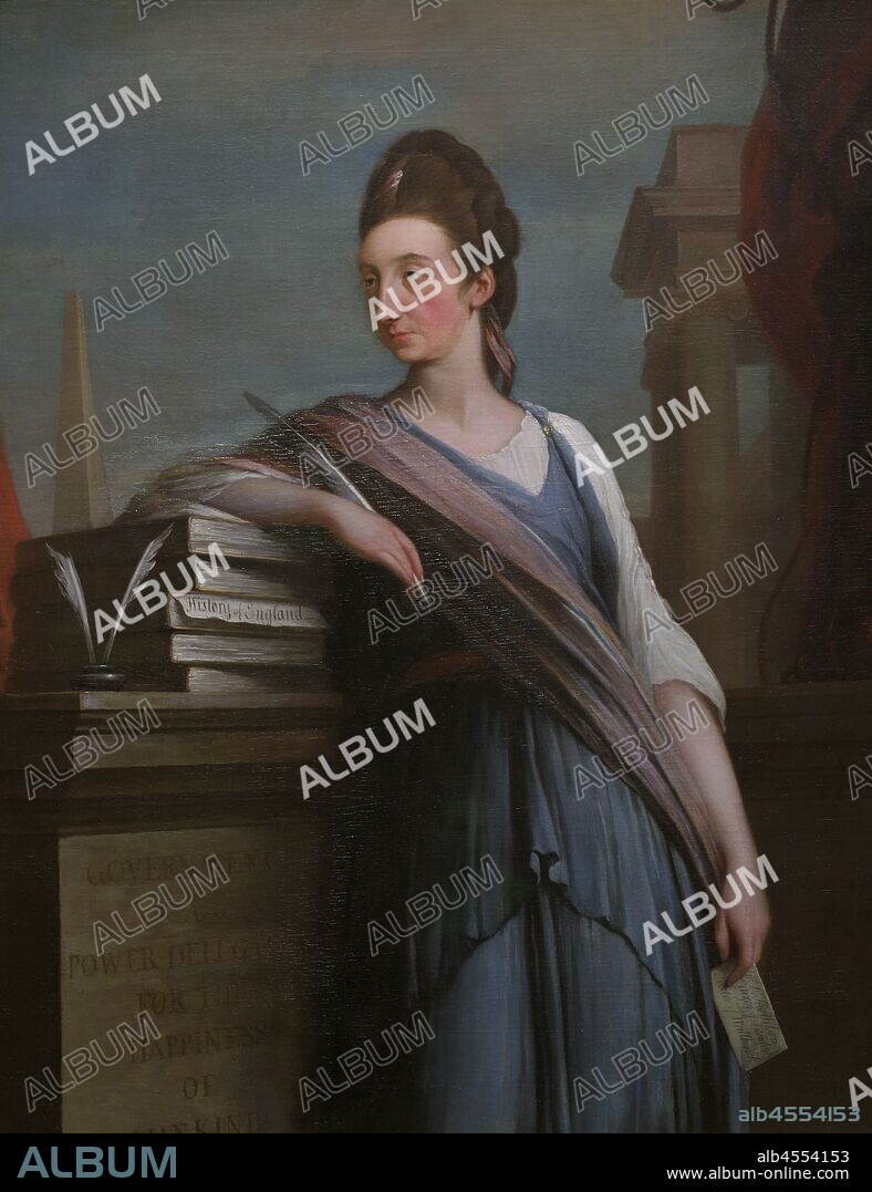 Catharine Macaulay (1731-1791), later Catharine Graham. British political writer and historian. Portrait by Robert Edge Pine (c. 1730-1788). Macaulay is shown dressed as a Roman matron to indicate her republican sentiments and belief in democracy, wearing the distinctive purple sash of an elected Roman Senator. Oil on canvas (137,2 x 104,8 cm), c. 1774. National Portrait Gallery. London, England, United Kingdom.