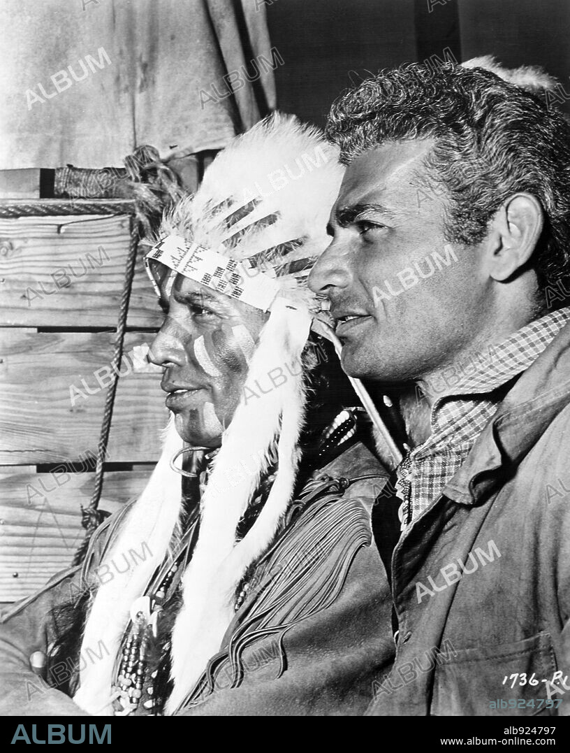 JAY SILVERHEELS and JEFF CHANDLER in WAR ARROW, 1953. Copyright UNIVERSAL INTERNATIONAL.